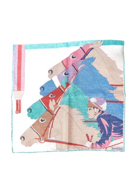 Beige Jockey Print Pocket Square 