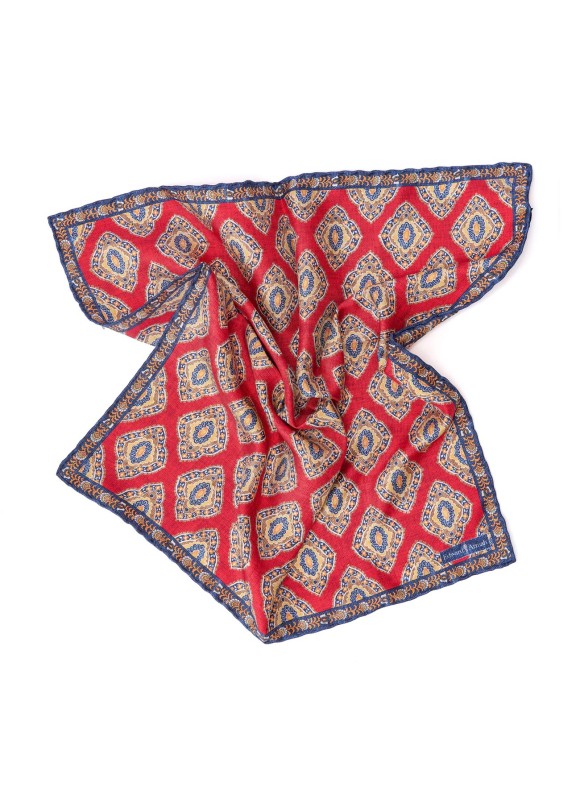 Red Quatrefoil Design Print Pocket Square