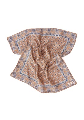 Camel Neat Print Pocket Square 