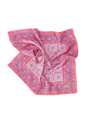 Lt.Coral Arabesque Print Pocket Square 