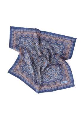 Denim Arabesque Print Pocket Square 