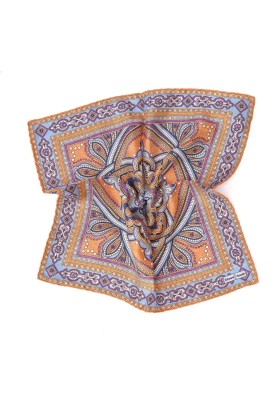 Orange Persian Print Pocket Square 