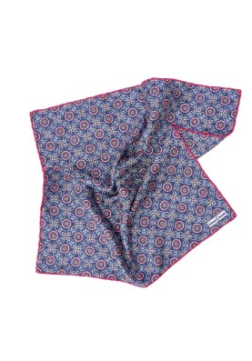 Denim Floral Lattice Print Pocket Square 