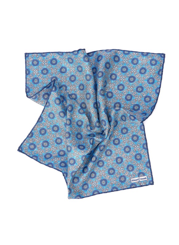 Sky Floral Lattice Print Pocket Square