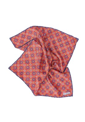 Red Floral Lattice Print Pocket Square 