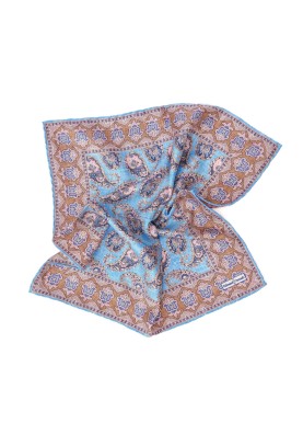 Sky Paisley Print Pocket Square 