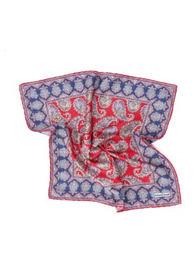 Red Paisley Print Pocket Square 