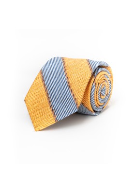 Yellow Fancy StripesSilk Shappe Diamante Print Tie 