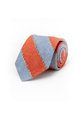 Orange Fancy StripesSilk Shappe Diamante Print Tie 