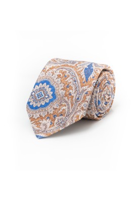 Brown PaisleySilk Shappe Diamante Print Tie 