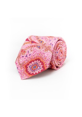 Pink Paisley Silk Shappe Diamante Print Tie 