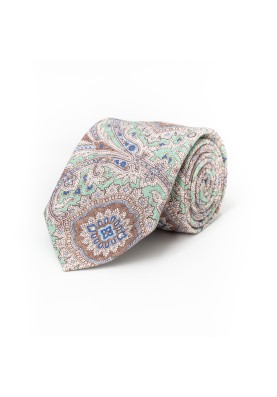 Mint Paisley Silk Shappe Diamante Print Tie 