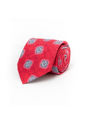 Cherry FoulardSilk Shappe Diamante Print Tie 