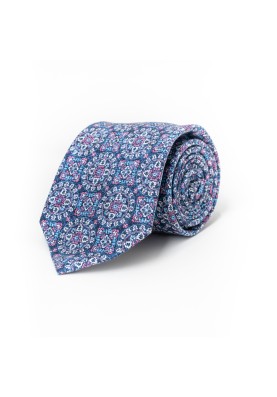 Denim/Pink MedallionsSilk Shappe Diamante Print Tie 