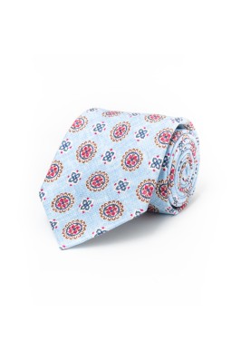 Powder Blue MedallionsSilk Shappe Diamante Print Tie 