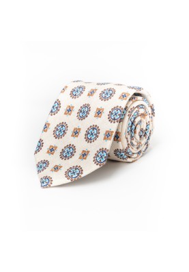 Beige MedallionsSilk Shappe Diamante Print Tie 