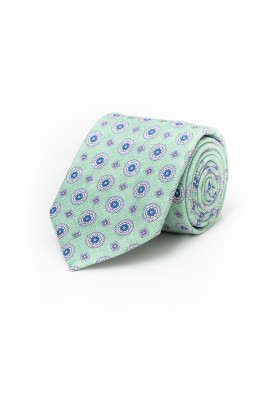 Mint Mini Medallions Neat Silk Shappe Diamante Print Tie 