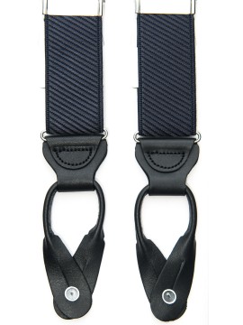 Navy Satin Twill Non-Stretch, Suspenders Button Tabs, Nickel Fittings