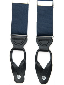 Navy Non-Stretch Grosgrain,  Suspenders Button Tabs, Nickel Fittings