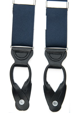 Navy Non-Stretch Grosgrain,  Suspenders Button Tabs, Nickel Fittings 