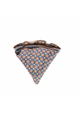 Denim Geo Neat/Houndstooth Print Silk Shappe Diamante Reversible Pocket Circle 