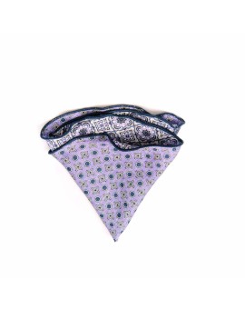 Lavender/Navy Persian/Neat Print Silk Shappe Diamante Reversible Pocket Circle