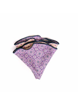 Purple/Tan Persian/Neat Print Silk Shappe Diamante Reversible Pocket Circle