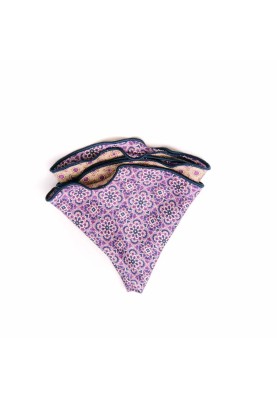 Purple/Tan Persian/Neat Print Silk Shappe Diamante Reversible Pocket Circle 