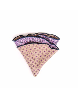 Purple/Tan Persian/Neat Print Silk Shappe Diamante Reversible Pocket Circle