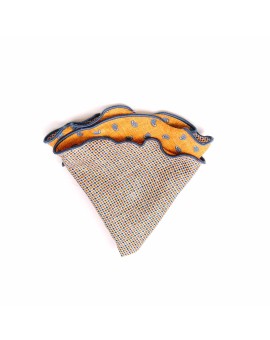 Orange Mini Pines/Neat Print Silk Shappe Diamante Reversible Pocket Circle