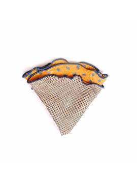 Orange Mini Pines/Neat Print Silk Shappe Diamante Reversible Pocket Circle