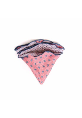 Pink  Mini Pines/Neat Print Silk Shappe Diamante Reversible Pocket Circle 