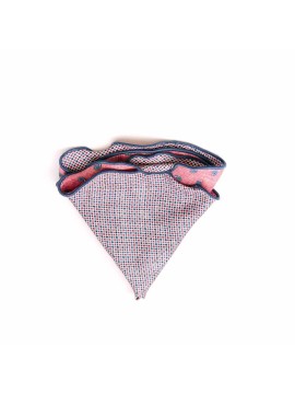 Pink  Mini Pines/Neat Print Silk Shappe Diamante Reversible Pocket Circle