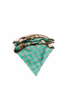 Lt. Sea Green Neat/Camo Print Silk Shappe Diamante Reversible Pocket Circle 