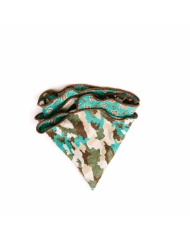 Lt. Sea Green Neat/Camo Print Silk Shappe Diamante Reversible Pocket Circle