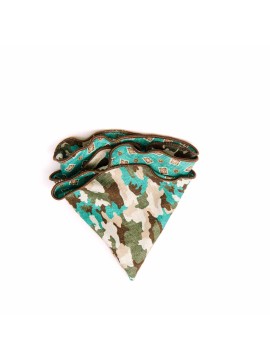 Lt. Sea Green Neat/Camo Print Silk Shappe Diamante Reversible Pocket Circle