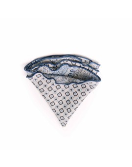 Grey Paisley/Neat Print Silk Shappe Diamante Reversible Pocket Circle