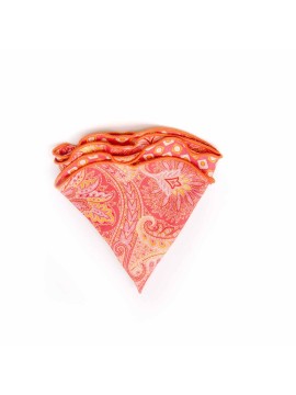 Rose Paisley/Neat Print Silk Shappe Diamante Reversible Pocket Circle