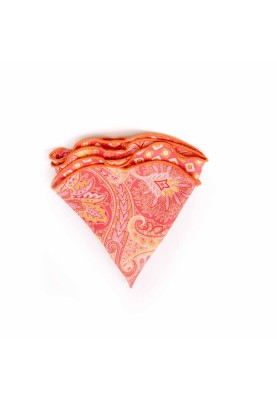 Rose Paisley/Neat Print Silk Shappe Diamante Reversible Pocket Circle 