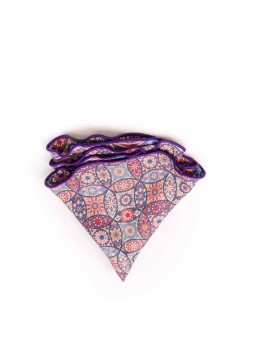 Rose Persian/Paisley Print Silk Shappe Diamante Reversible Pocket Circle