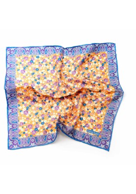 Orange/Purple/True Blue Floral Pocket Square 