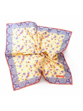 Yellow/Red/Purple Floral Print Pocket Square