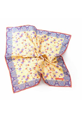 Yellow/Red/Purple Floral Print Pocket Square 