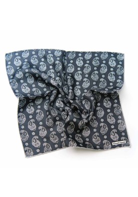 Black/White Fancy Print Pocket Square 