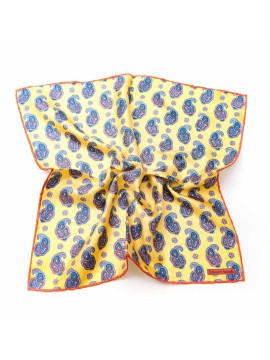 Gold/Red/Navy Fancy Pines Print Pocket Square