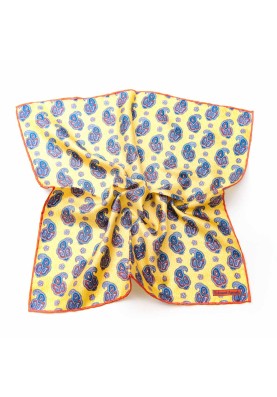 Gold/Red/Navy Fancy Pines Print Pocket Square 