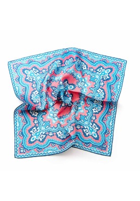 Rose/Blue Persian Print Pocket Square 