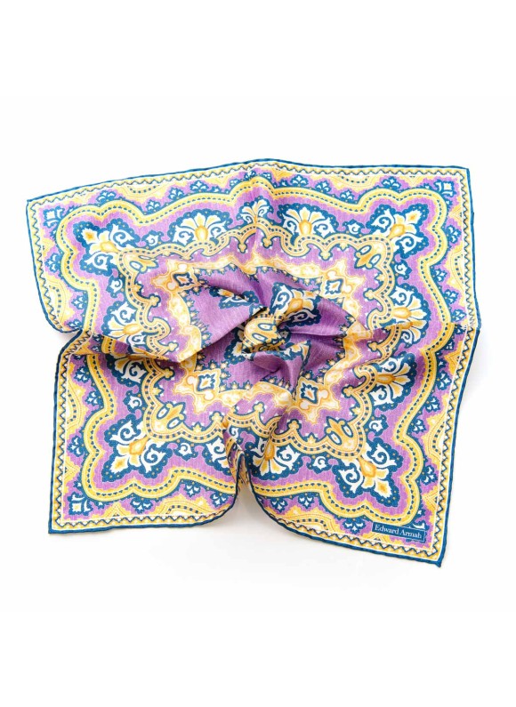 Purple/Yellow Persian Print Pocket Square