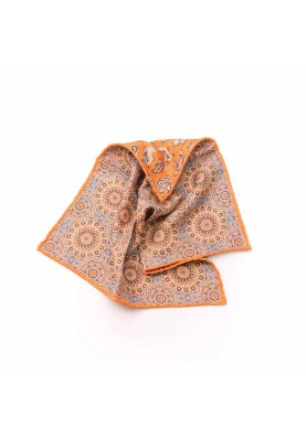 Yellow/Red Medallions/Pine Paisley Print Reversible Pocket Square 