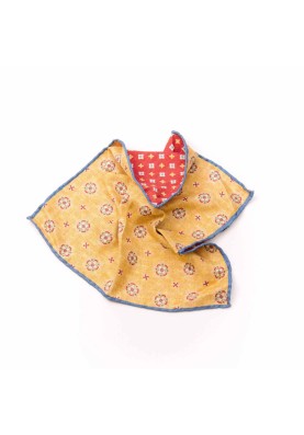 Marigold/Red Neat/Mini Quatrefoil Neat Print Reversible Pocket Square 